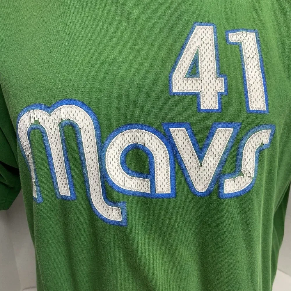 Adidas Kelly Green Dallas Mavericks Dirk Nowitzki Hardwood CLASSIC L tshirt #41